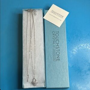 Touchstone Crystal Silver Necklace with Key and Heart Charm